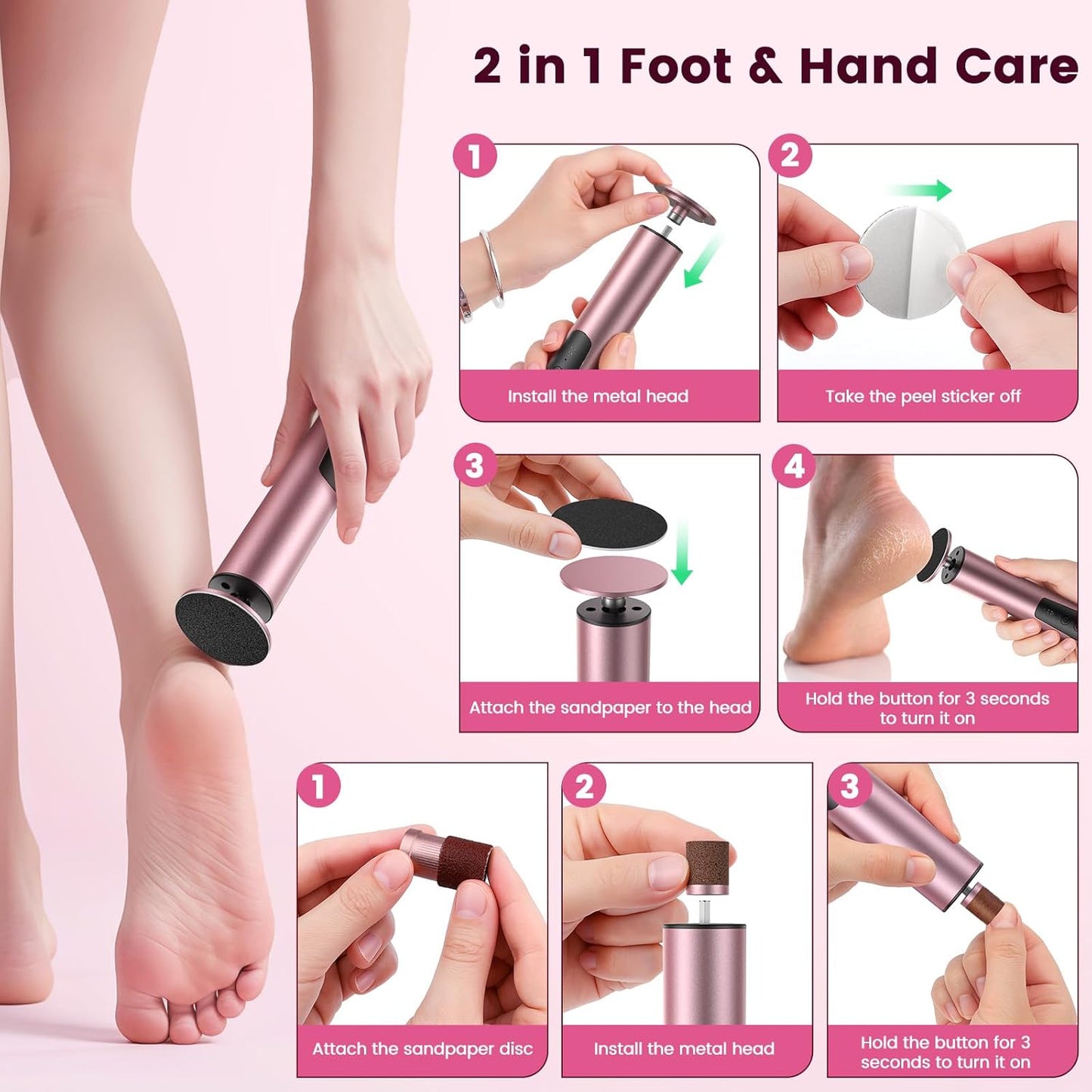 Vitalis Beauty™ Rechargeable Electric Foot Callus Remover – 2-in-1